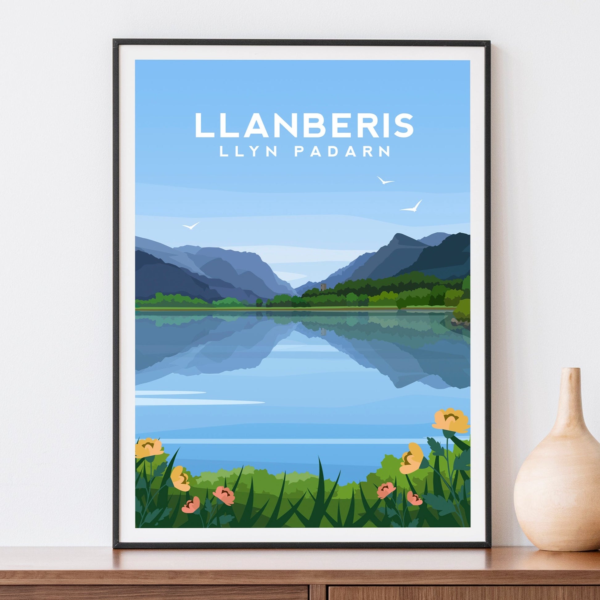 Llyn Padarn Llanberis Print - Snowdonia Wales Wall Art by Typelab