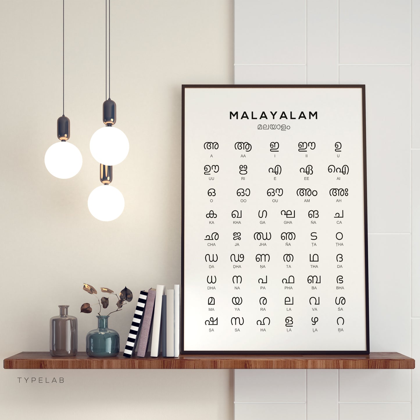 Malayalam Alphabet Print | India Language Learning Wall Art