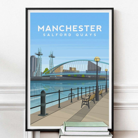 Manchester Salford Quays, England Travel Print Typelab