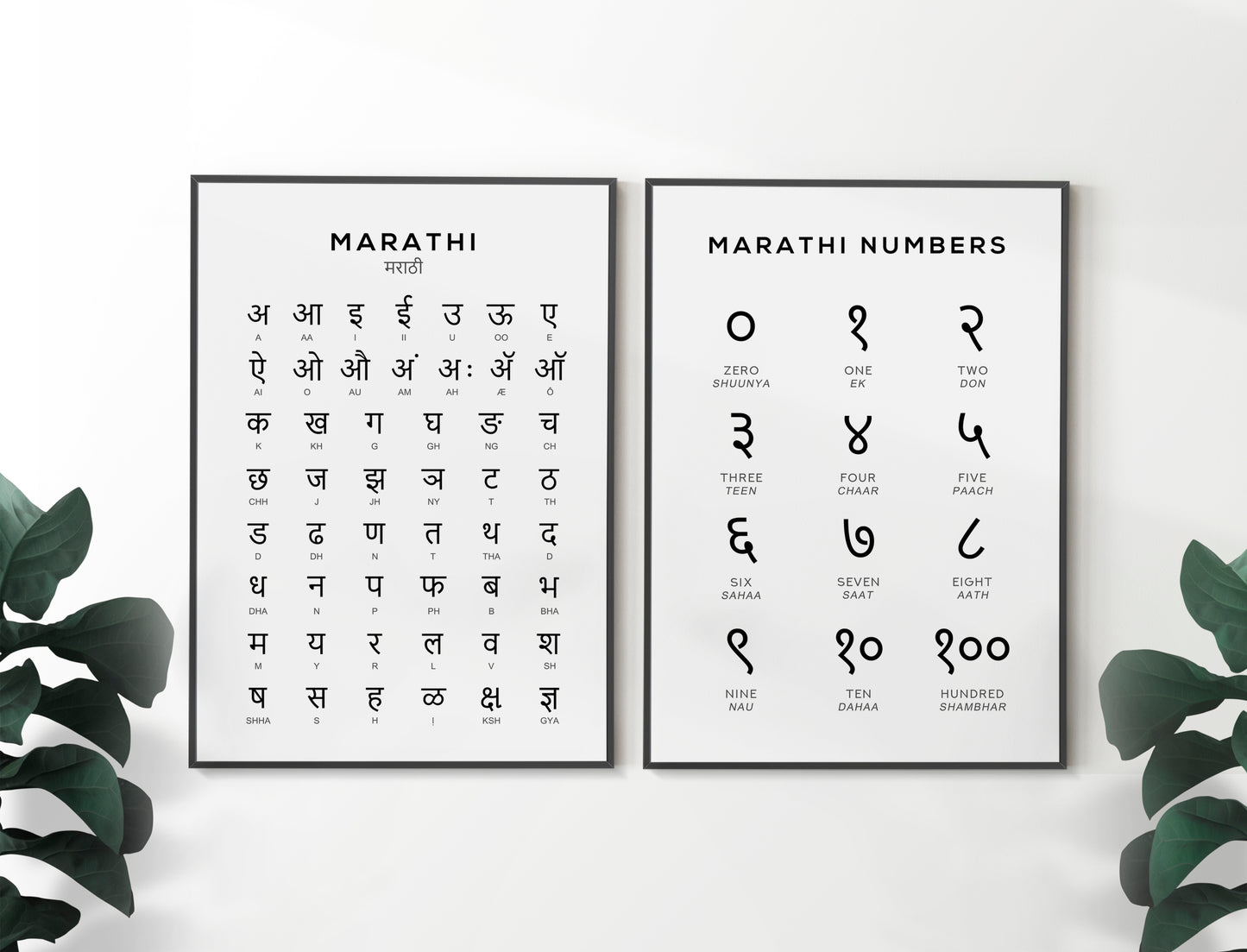 Marathi Alphabet and Number Print Set of 2 - Typelab