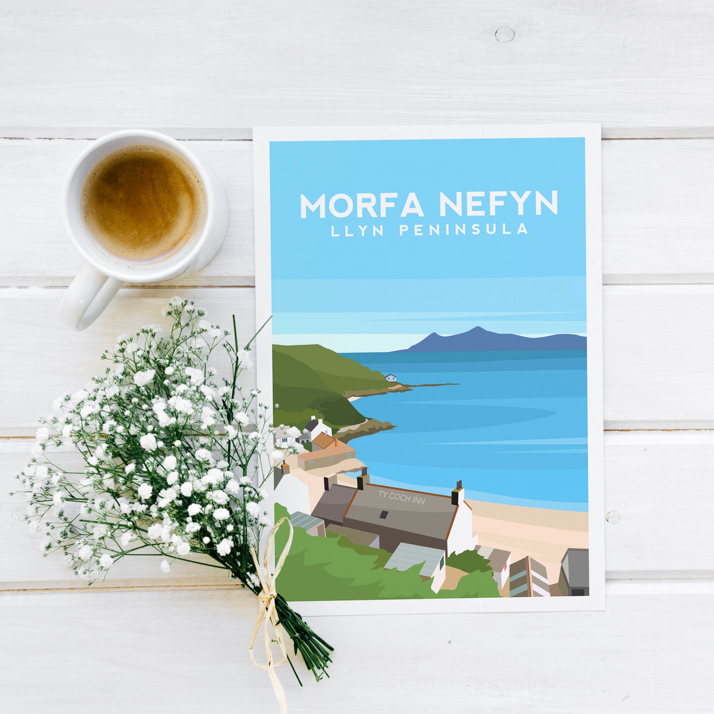 Morfa Nefyn, Llyn Peninsula Wales Travel Print Typelab
