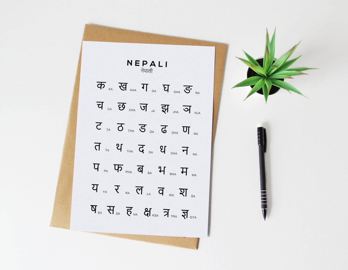 Nepali Alphabet Print, Language Learning Wall Art Typelab