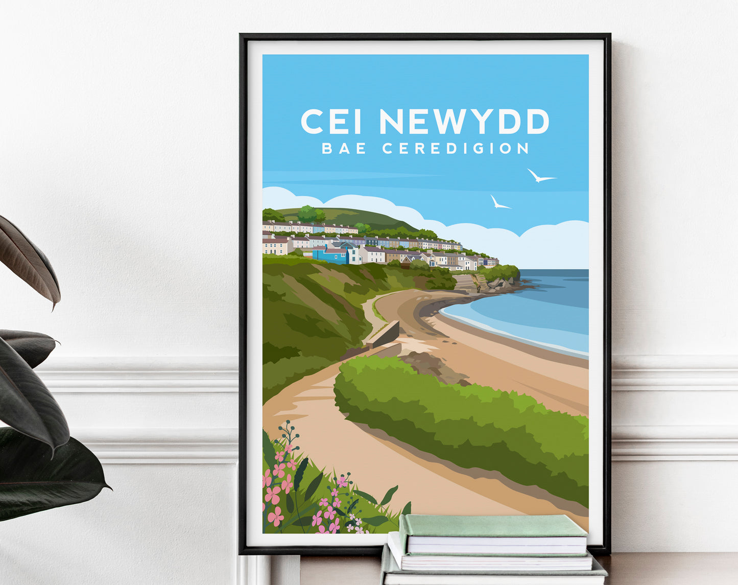 New Quay Print | Cardigan Bay Wales Wall Art by Typelab