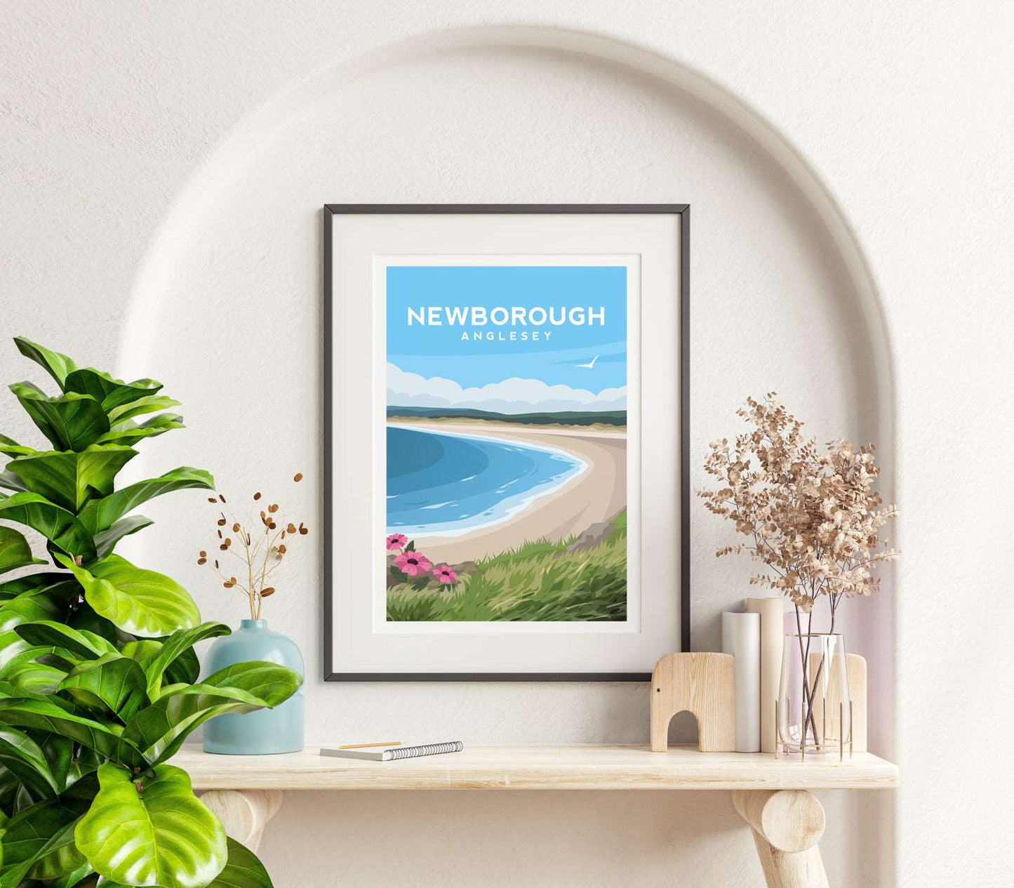 Newborough Beach, Anglesey Wales Travel Print Typelab