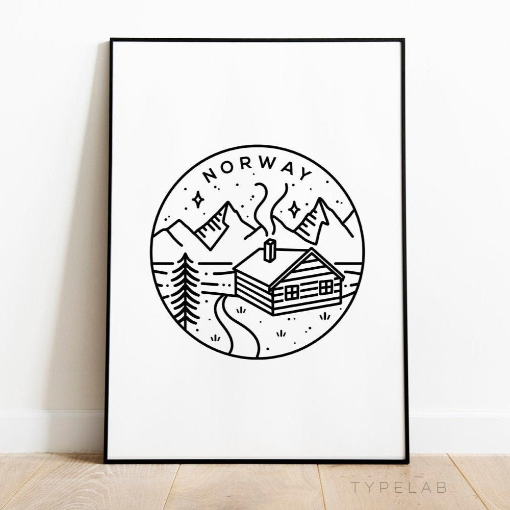 Norway Cabin Circle Emblem Print Typelab