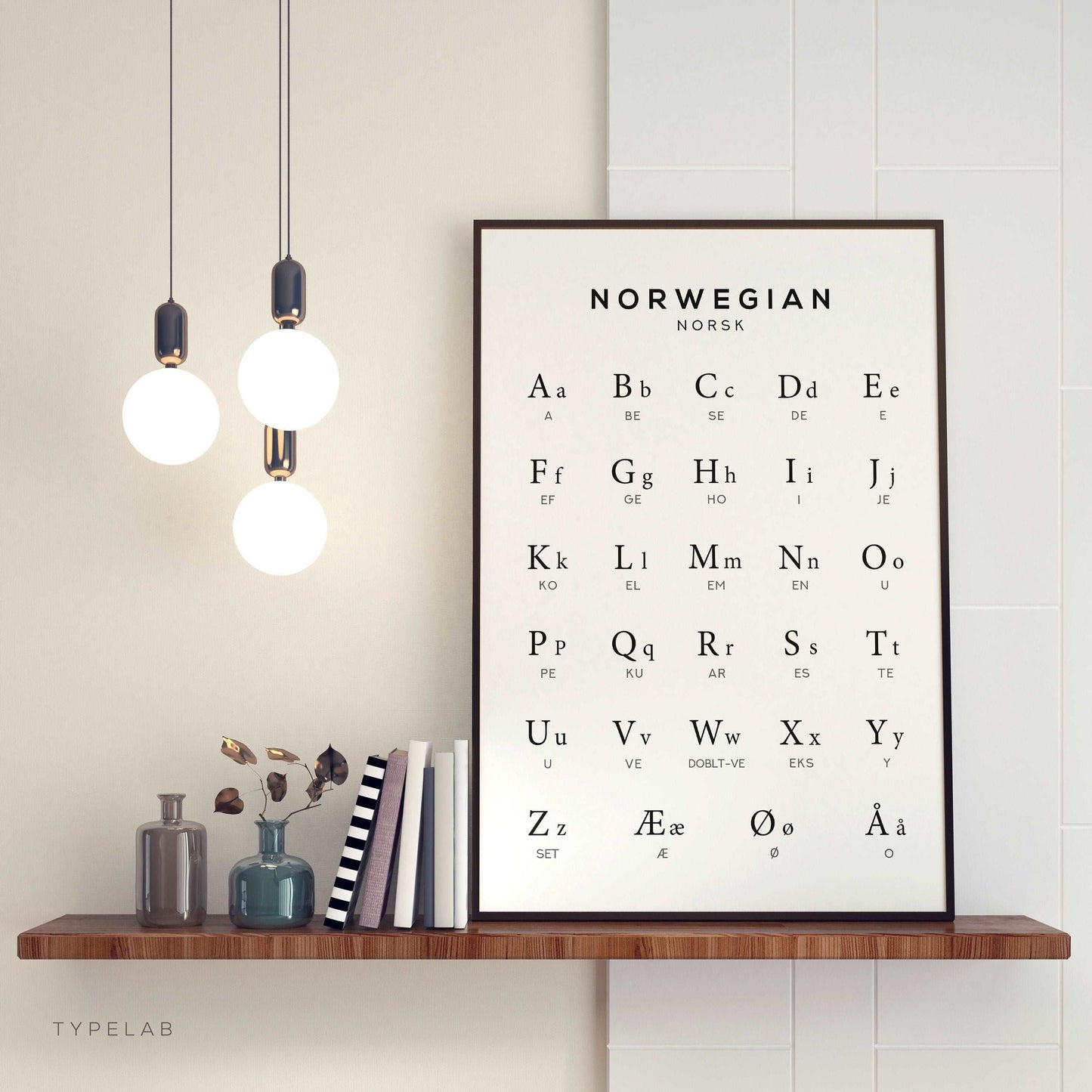 Norwegian Alphabet Print, Language Learning Wall Art Typelab