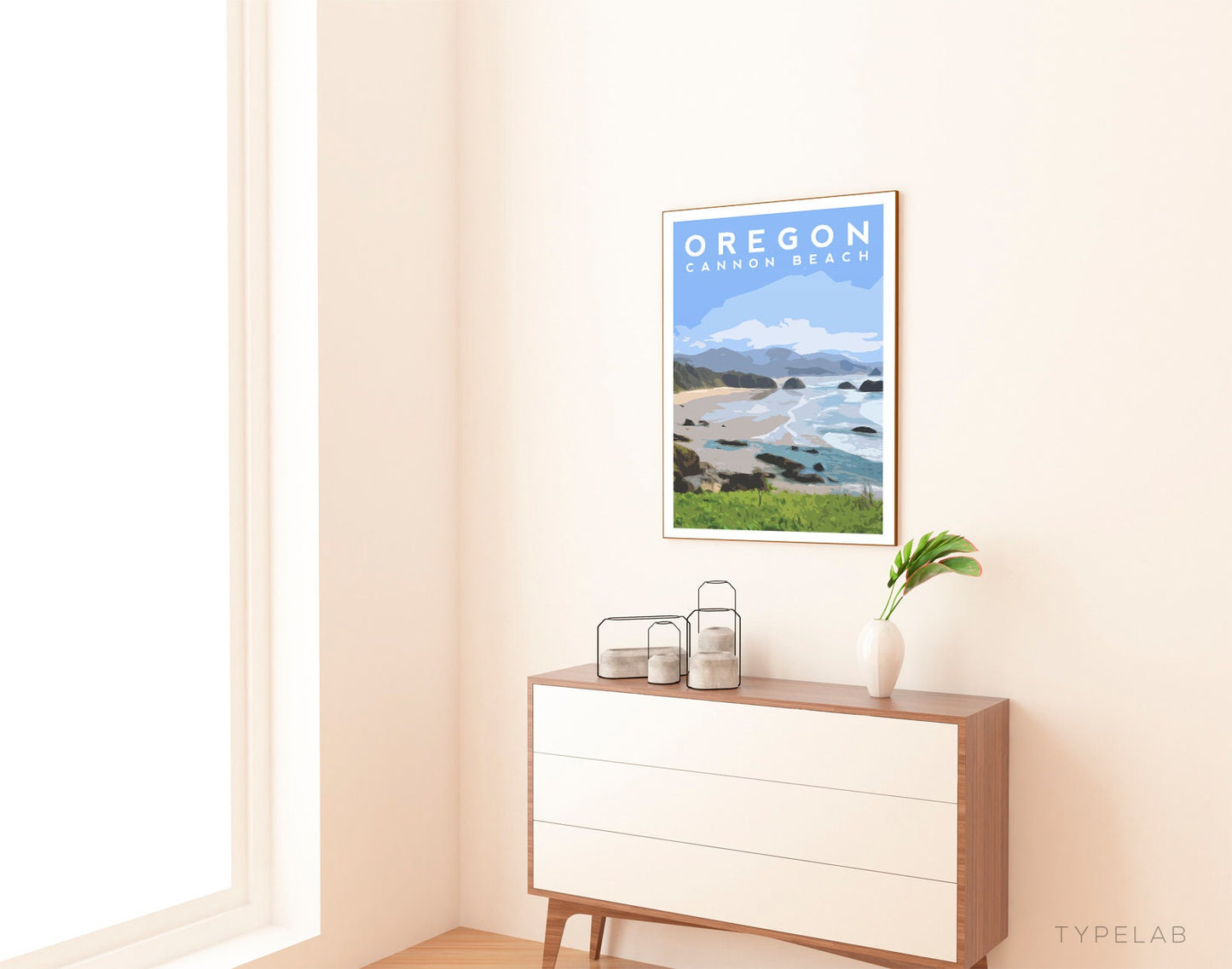 Oregon US, Cannon Beach Travel Print Typelab