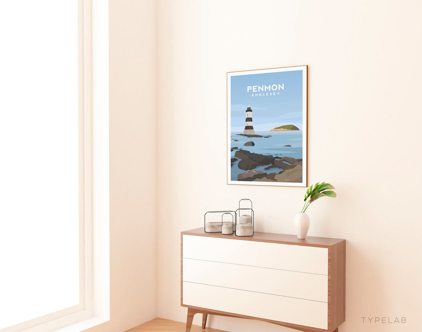 Penmon Lighthouse, Anglesey Wales Travel Print Typelab