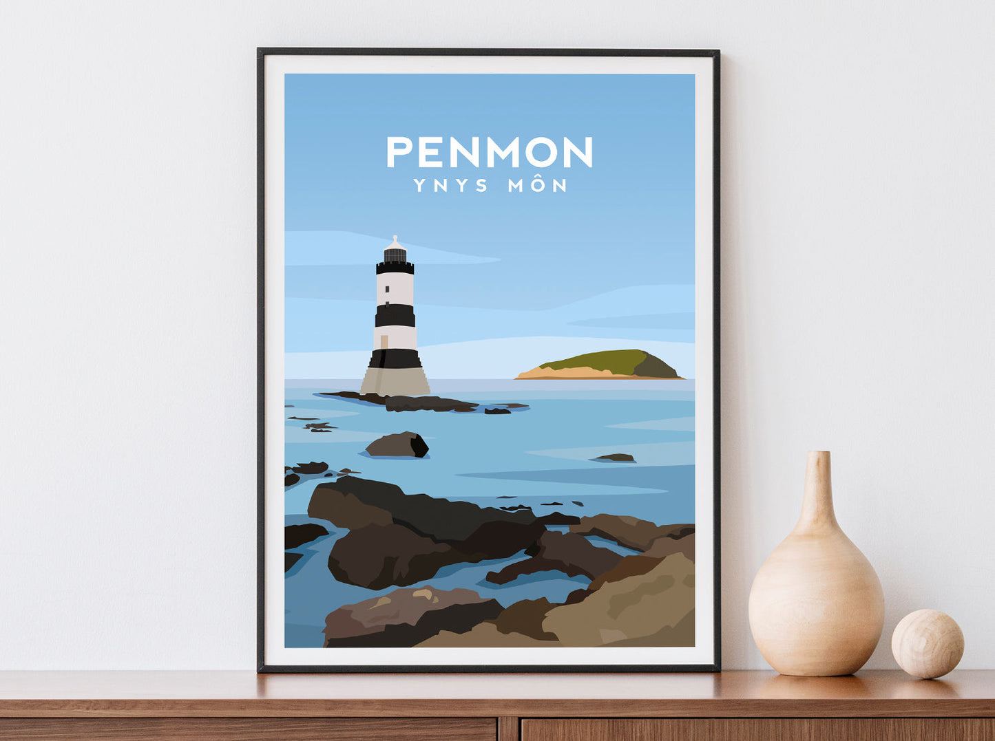 Penmon Lighthouse, Anglesey Wales Travel Print Typelab