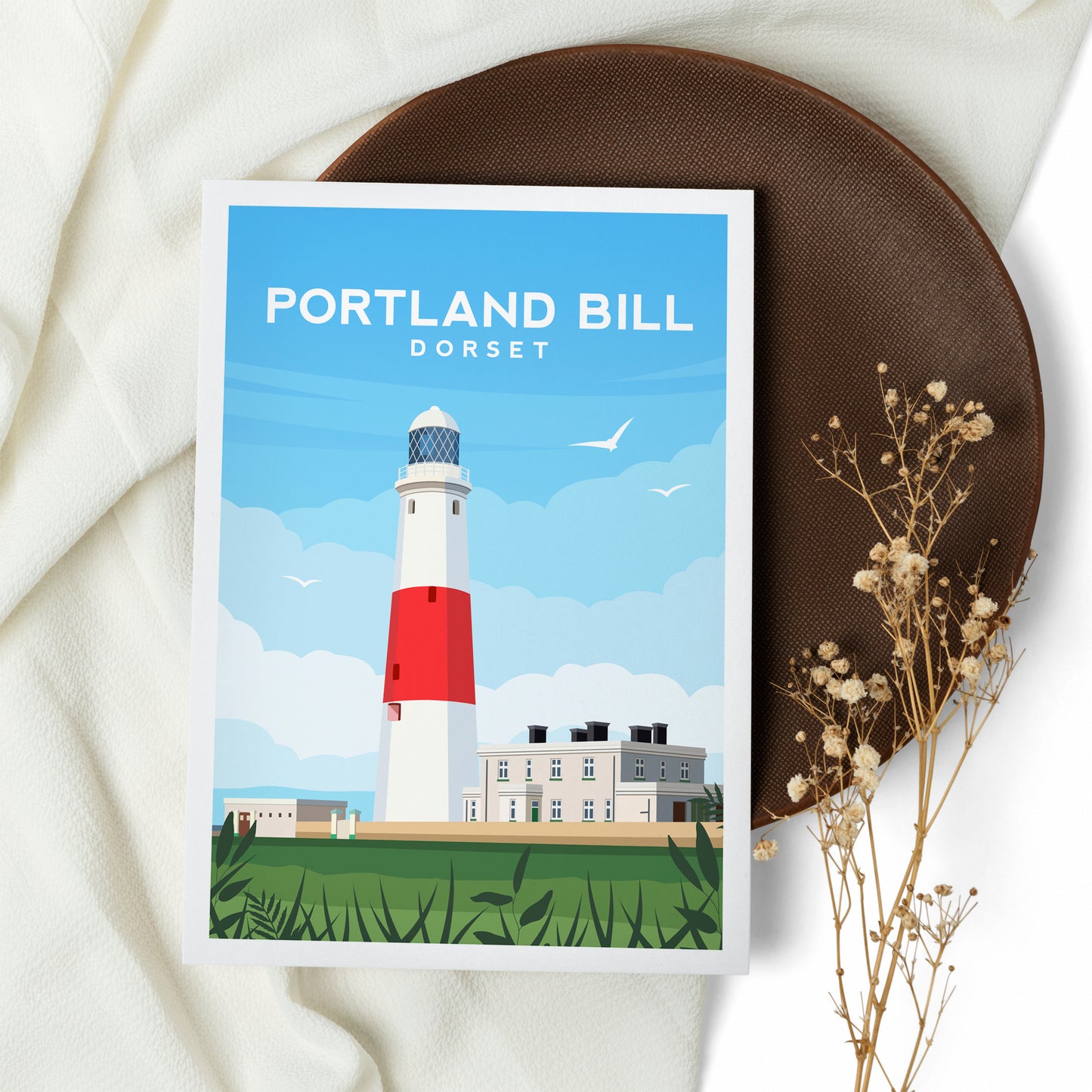 Portland Bill Lighthouse, Dorset Travel Print Typelab