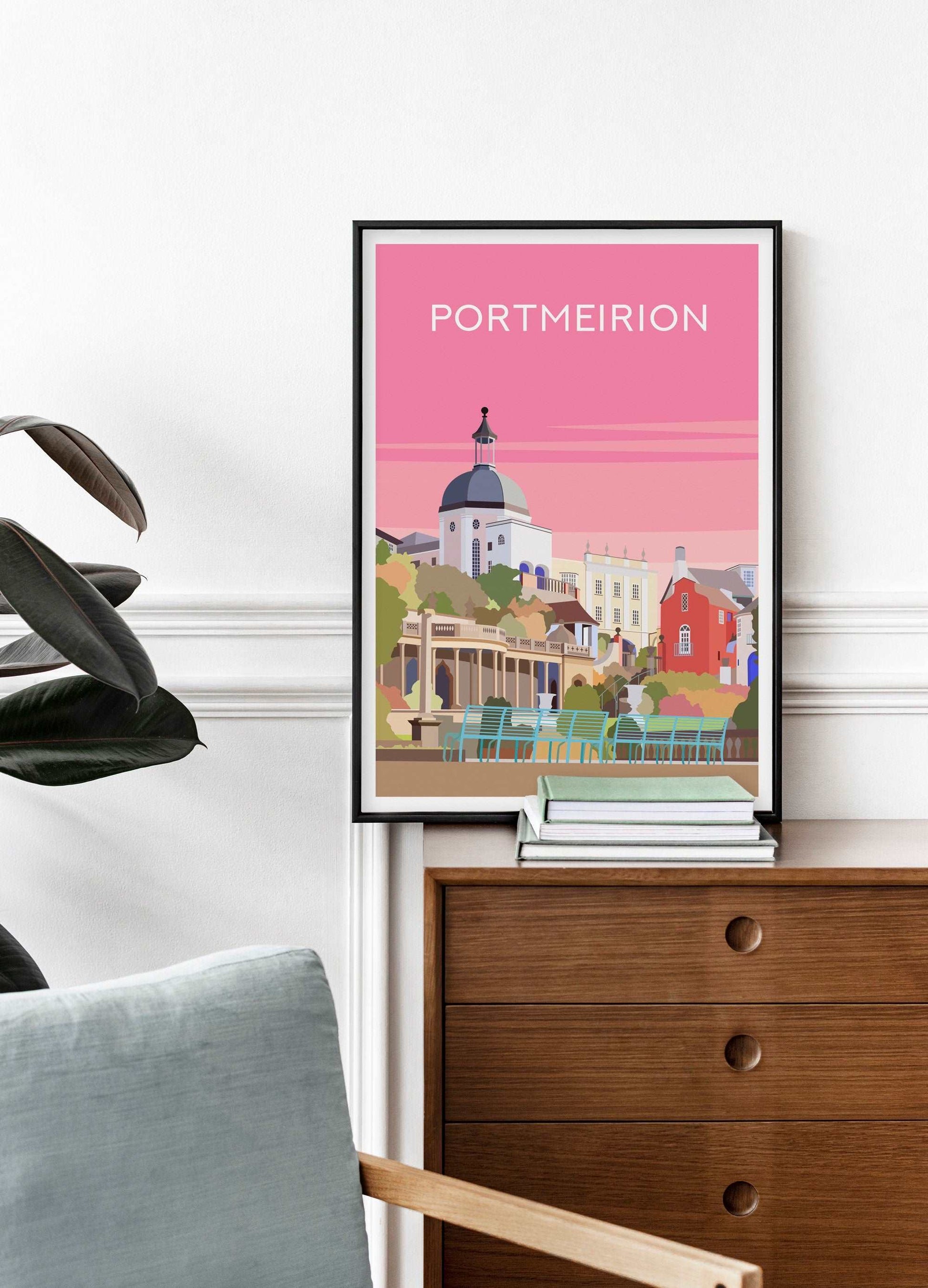 Portmeirion, North Wales Pink Travel Print Typelab