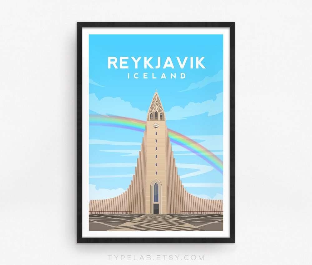 Reykjavik Cathedral, Iceland Travel Print Typelab