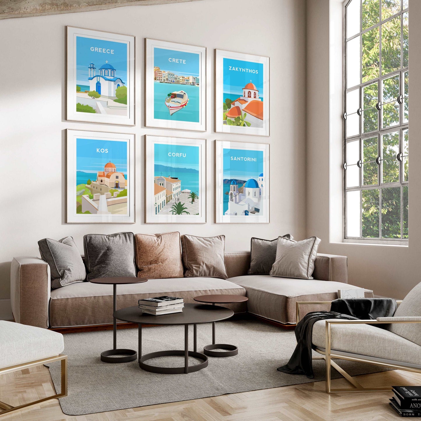 Santorini Greece Print, Oia Village Travel Wall Art Typelab