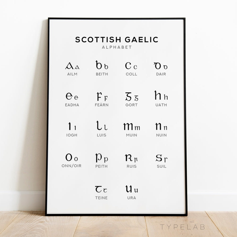 Scottish Gaelic Alphabet Print, Language Learning Wall Art Typelab