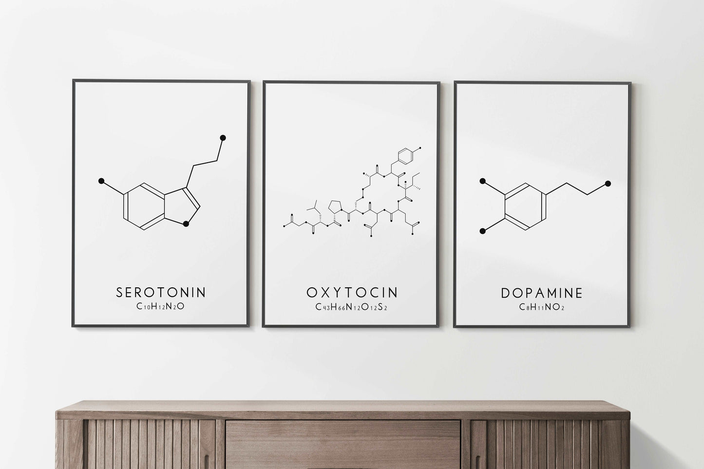 Serotonin Molecular Structure Print - Black and White Typelab