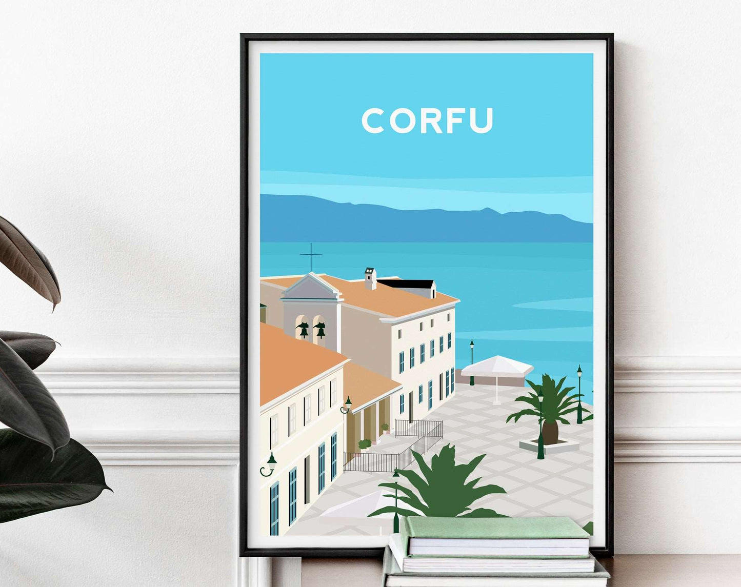 Set of 4 Greece Travel Prints, Santorini Crete Corfu and Zakynthos Typelab