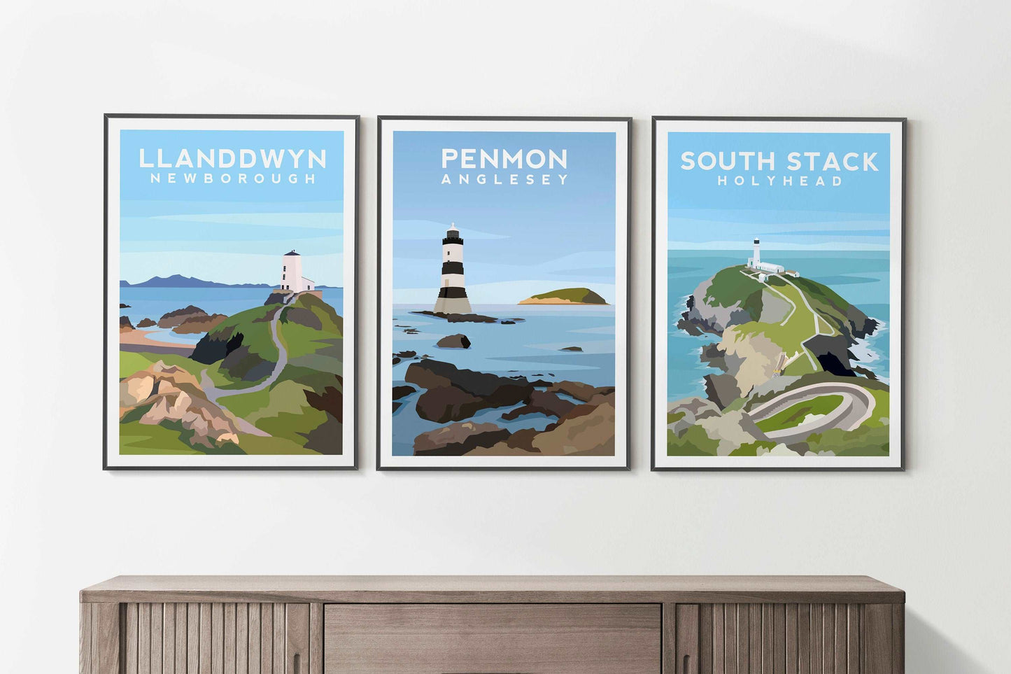 Set of 8 Anglesey Prints Wales - Travel Wall Art Typelab