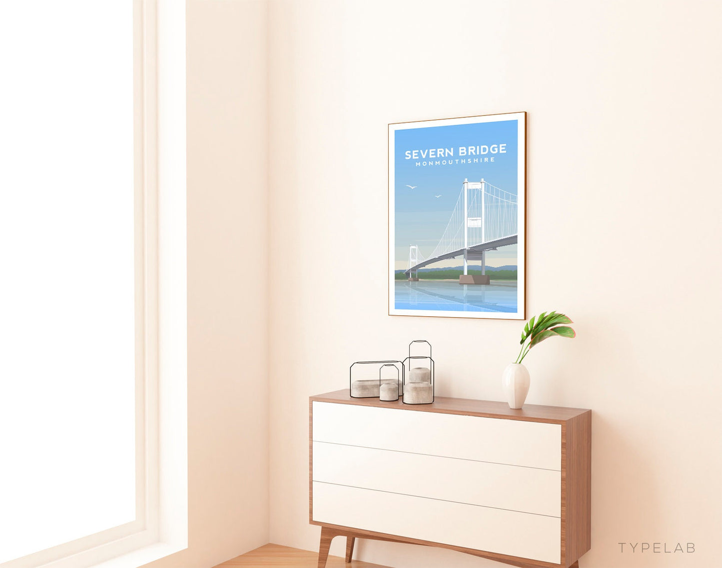 Severn Bridge, Monmouthshire Wales Travel Print Typelab