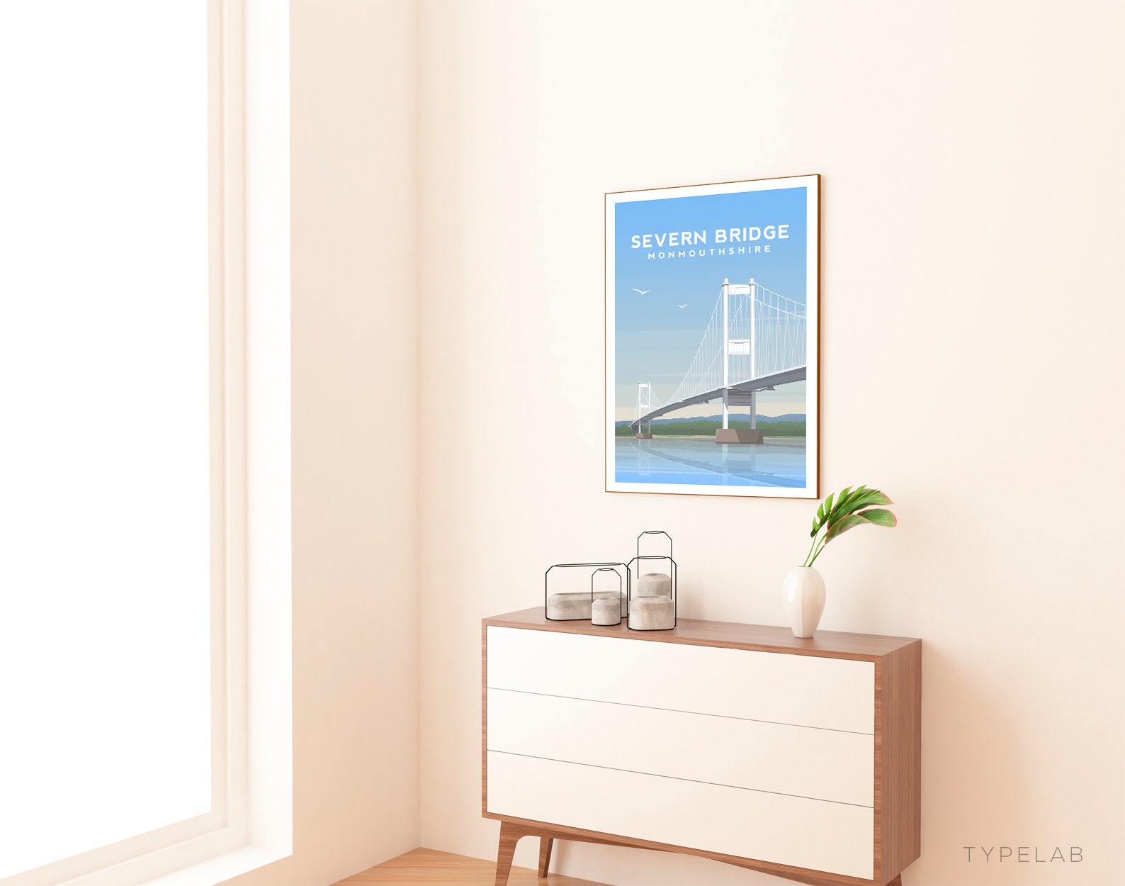 Severn Bridge, Monmouthshire Wales Travel Print Typelab