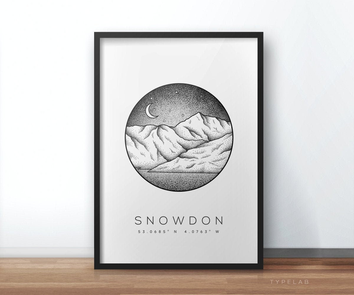 Snowdon, North Wales Dotwork Print Typelab