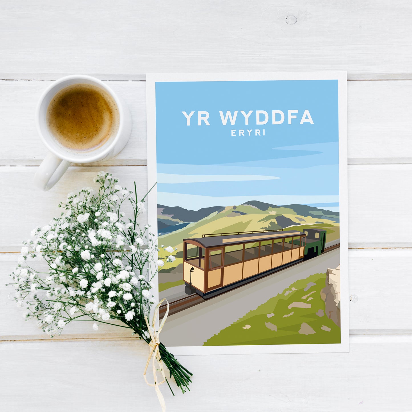 Yr Wyddfa Mountain Railway, Eryri Wales Travel Print Typelab