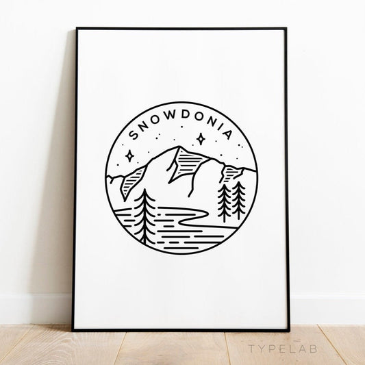 Snowdonia, North Wales Circle Emblem Print Typelab