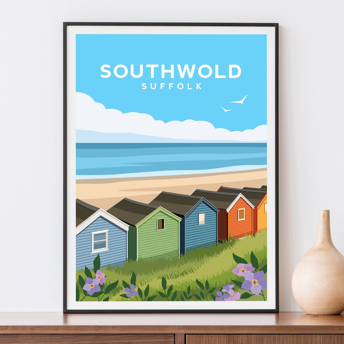 Southwold Art Print - England Travel Wall Art by Typelab