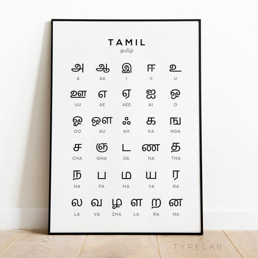 Tamil Alphabet Print - Language Learning Wall Art by Typelab
