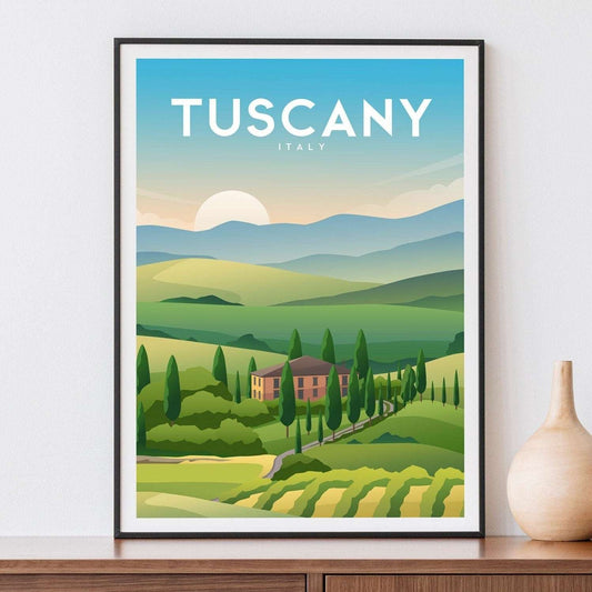 Tuscany, Italy Countryside Travel Print Typelab