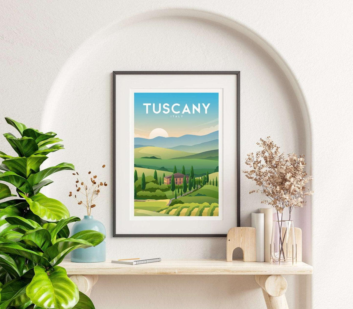 Tuscany, Italy Countryside Travel Print Typelab