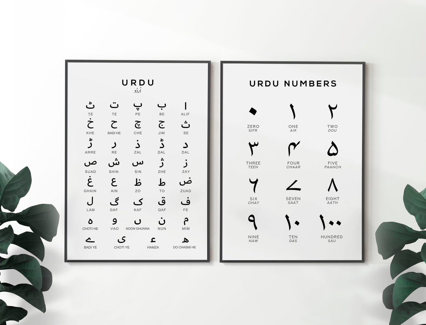 Urdu Alphabet and Number Print Set of 2 - Typelab