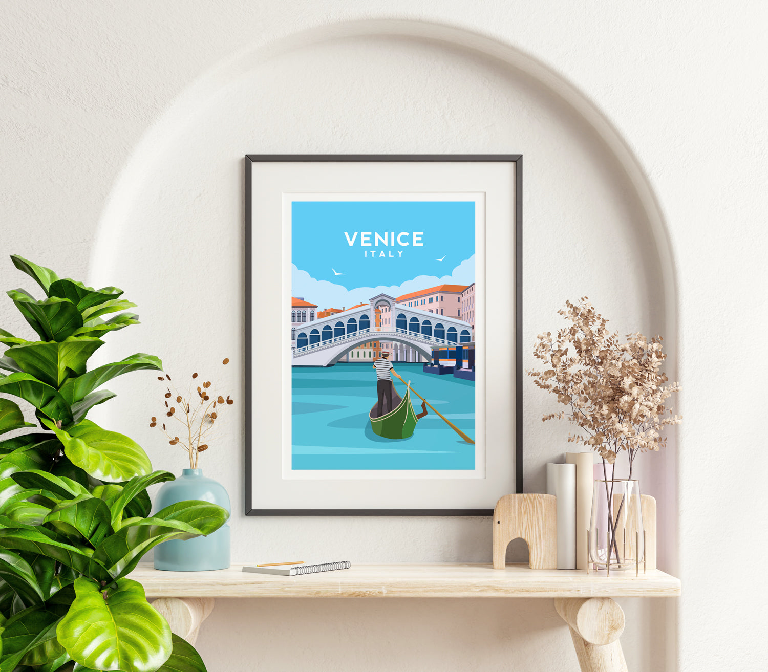 Venice, Italy Rialto Bridge Travel Print Typelab