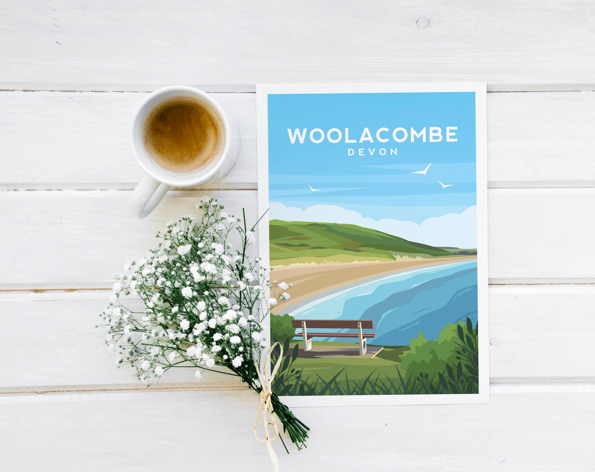 Woolacombe Beach Print, Devon England Travel Wall Art - Typelab