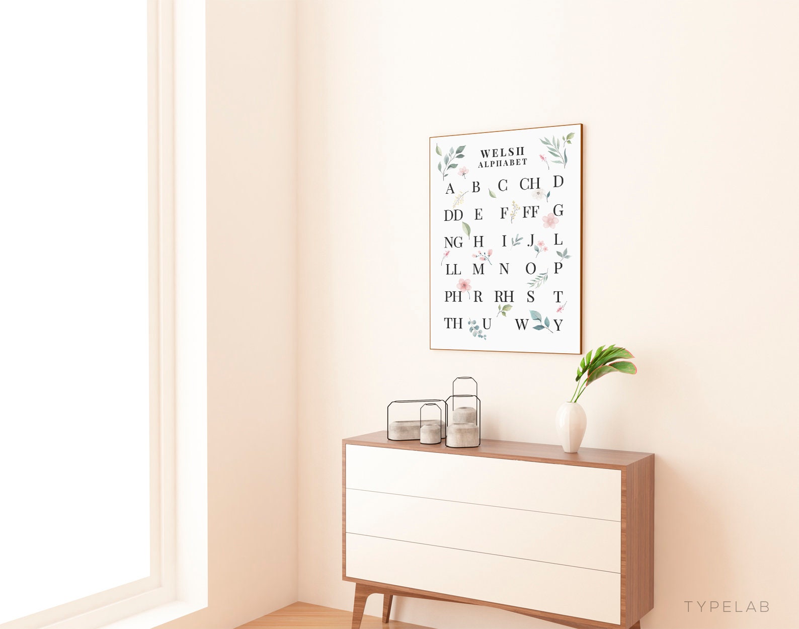 Botanical Welsh Alphabet Print | Yr Wyddor Gymraeg Language Wall Art
