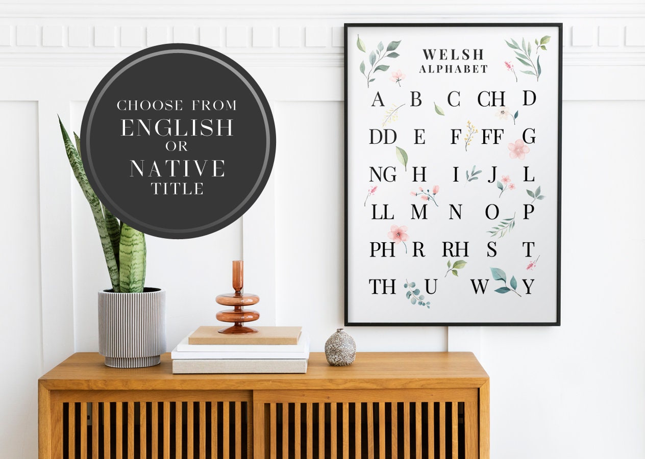 Botanical Welsh Alphabet Print | Yr Wyddor Gymraeg Language Wall Art