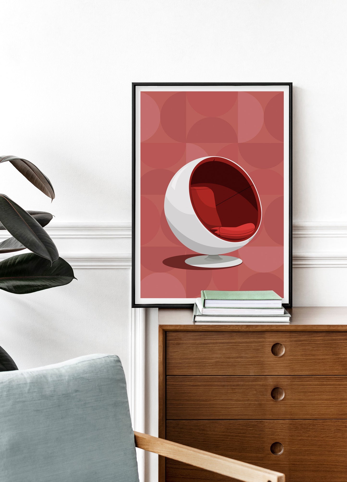 1960s Ball Chair Print - Mid Century Modern Wall Art by Typelab