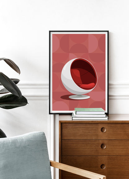 1960s Ball Chair Print - Mid Century Modern Wall Art by Typelab
