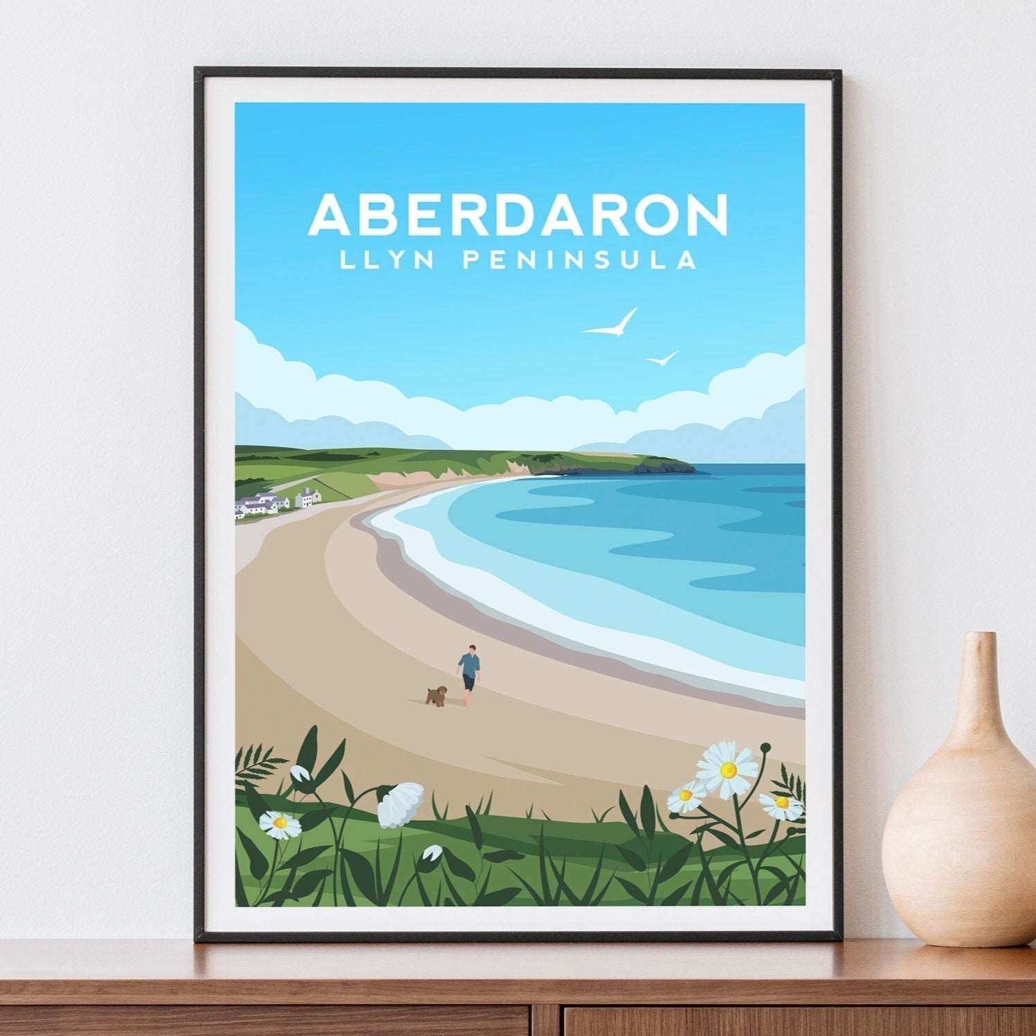 Aberdaron Print, Llyn Peninsula Wales Travel Wall Art Typelab