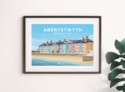 Aberystwyth, Ceredigion Wales Landscape Print Typelab