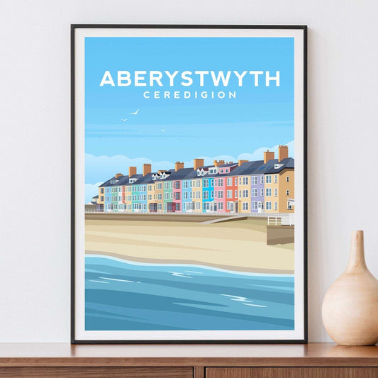 Aberystwyth, Ceredigion Wales Travel Print Typelab