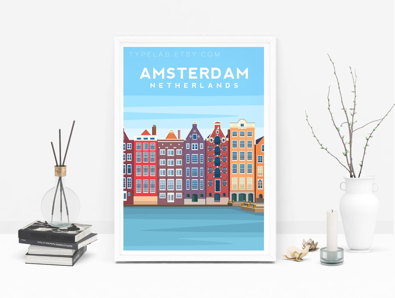 Amsterdam, The Netherlands Travel Print Typelab