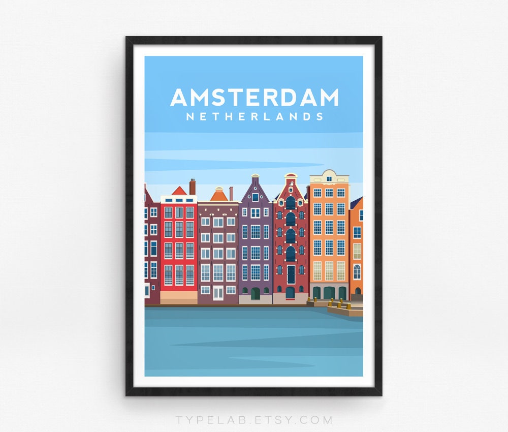 Amsterdam, The Netherlands Travel Print Typelab