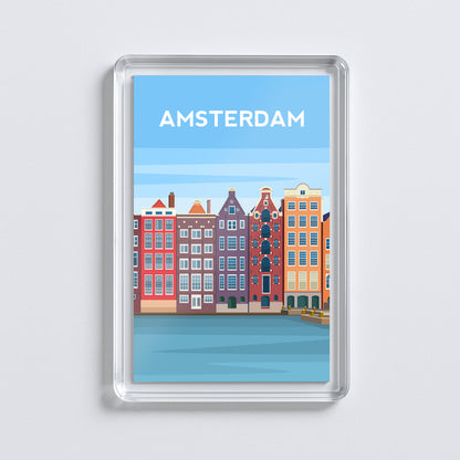Amsterdam Fridge Magnet | Netherlands Canal Houses Travel Gift