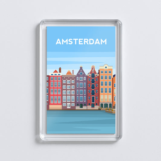 Amsterdam Fridge Magnet | Netherlands Canal Houses Travel Gift