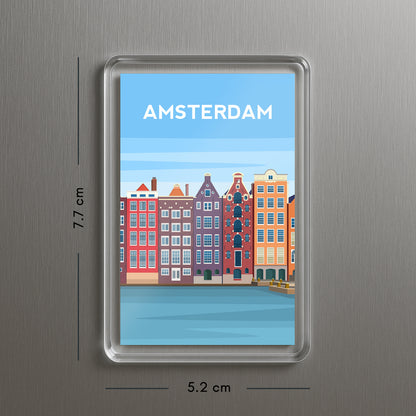 Amsterdam Fridge Magnet | Netherlands Canal Houses Travel Gift