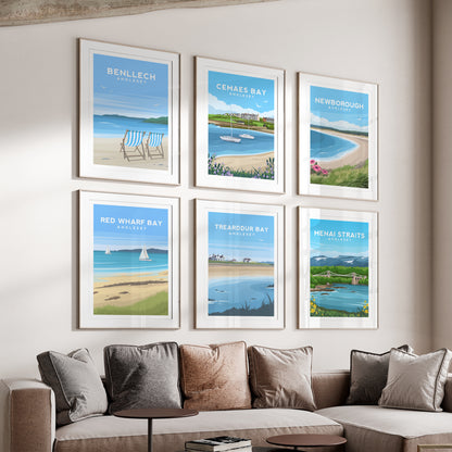 Set of 6 Anglesey Wales Prints - Welsh Wall Art by Typelab
