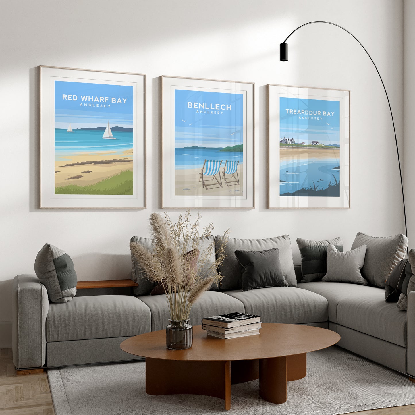 Set of 3 Anglesey Travel Prints - Red Wharf Bay, Benllech, Trearddur Bay Typelab
