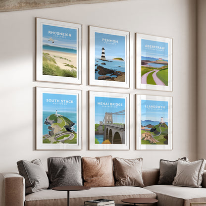 Set of 6 Anglesey Wales Travel Prints - Typelab