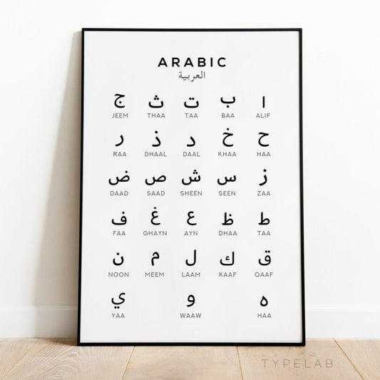 Arabic Alphabet Print, Language Learning Wall Art Typelab
