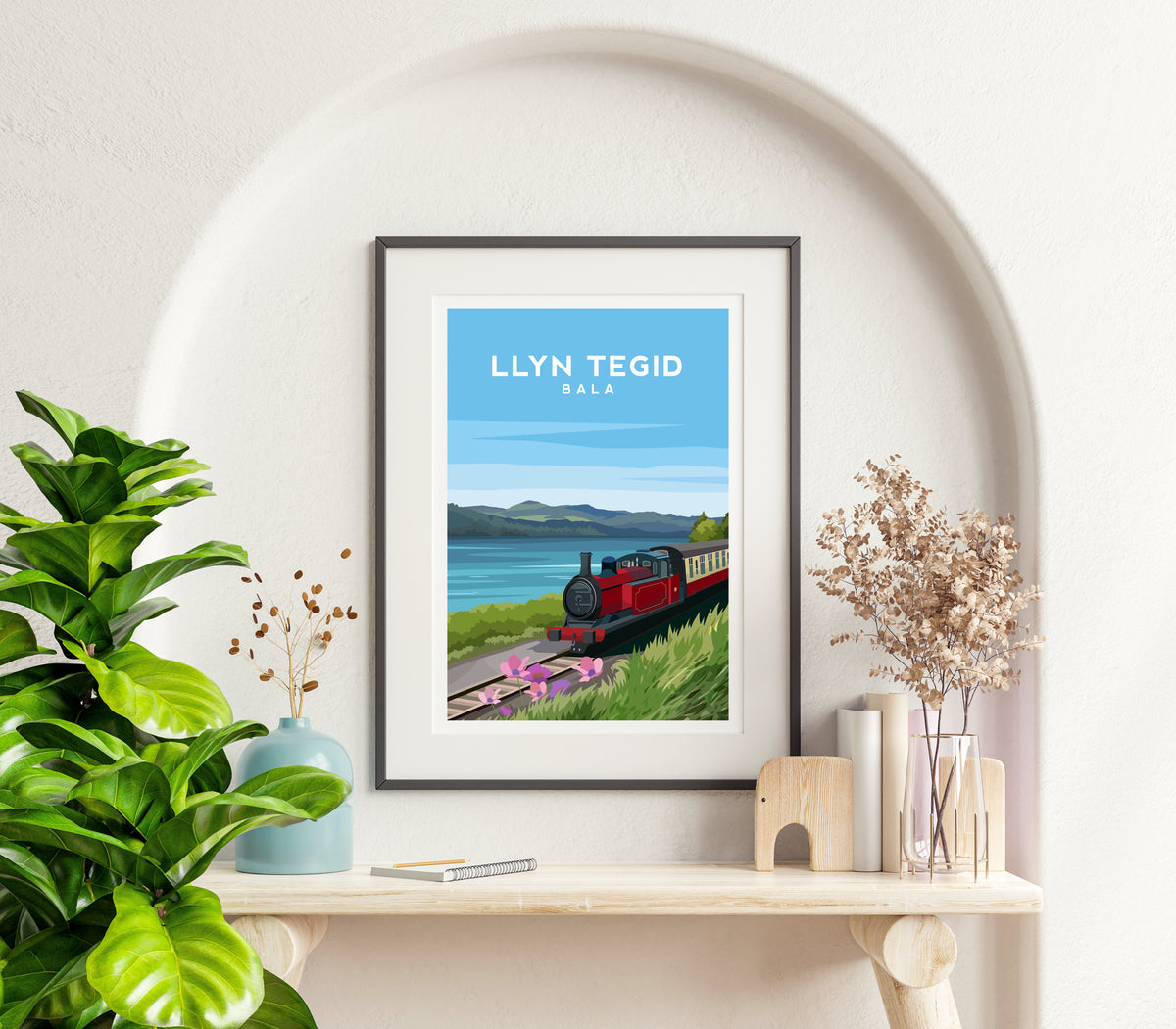 Bala Llyn Tegid Wales Print | Railway Snowdonia Travel Wall Art